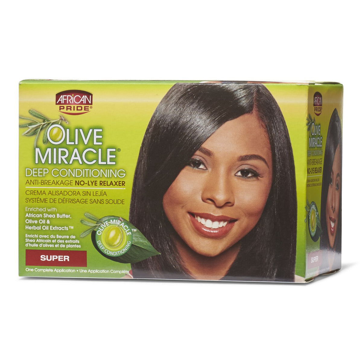 African Pride Olive Miracle No-Lye Relaxer Kit – Super Strength, 1 Complete Kit