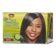 African Pride Olive Miracle No-Lye Relaxer Kit – Super Strength, 1 Complete Kit