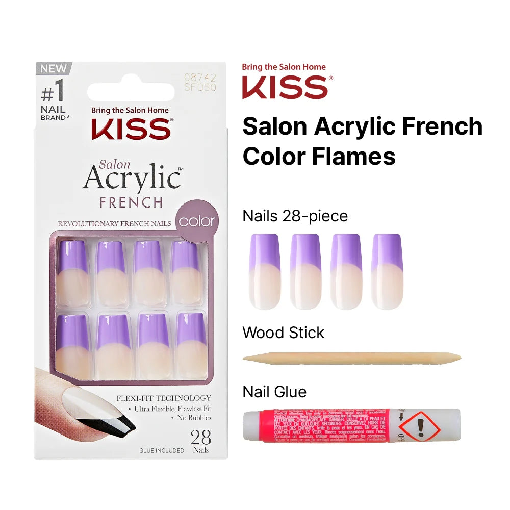 KISS Salon Acrylic French Nails - Flames