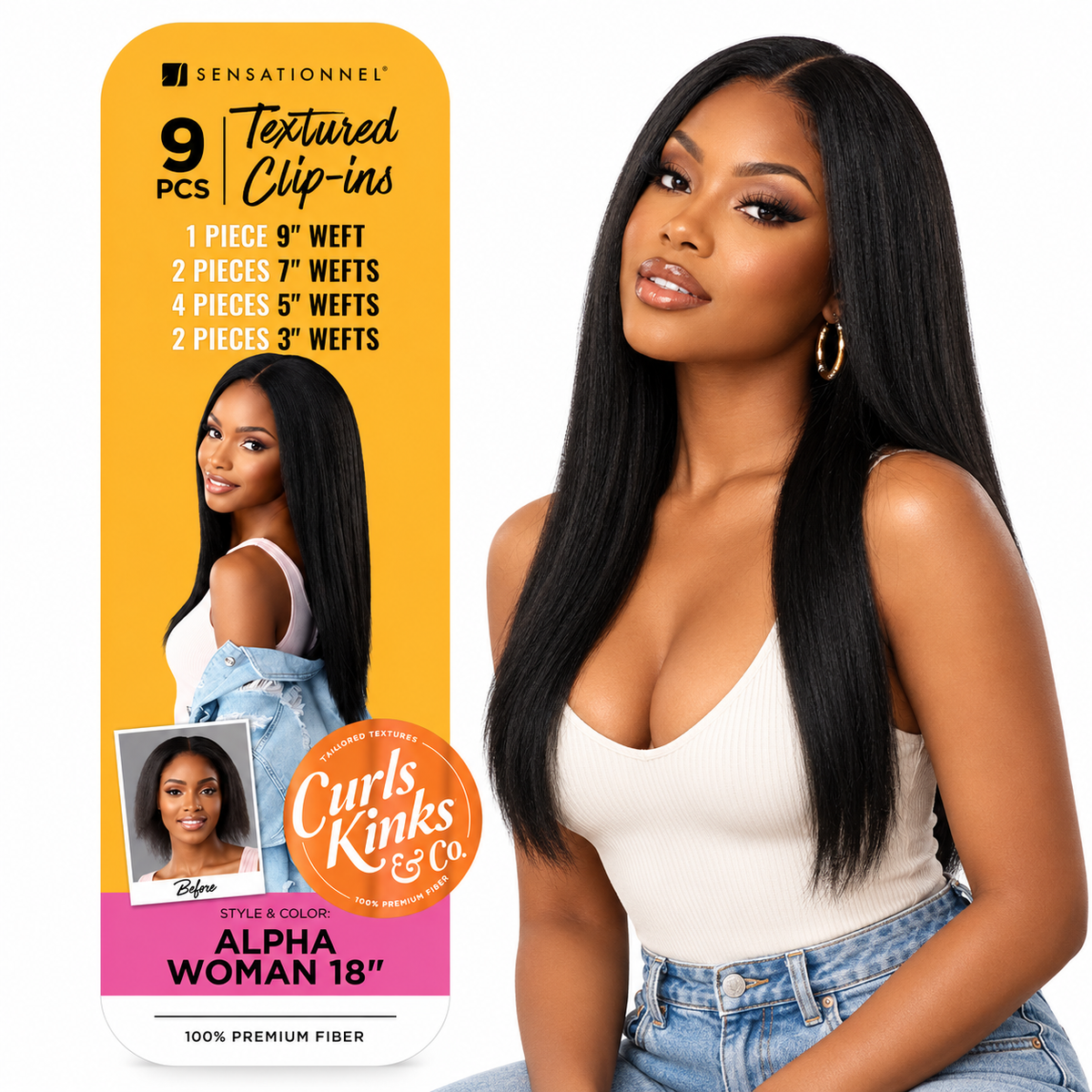 Sensationnel Alpha Woman 18" Textured Clip-Ins (9 Pcs)