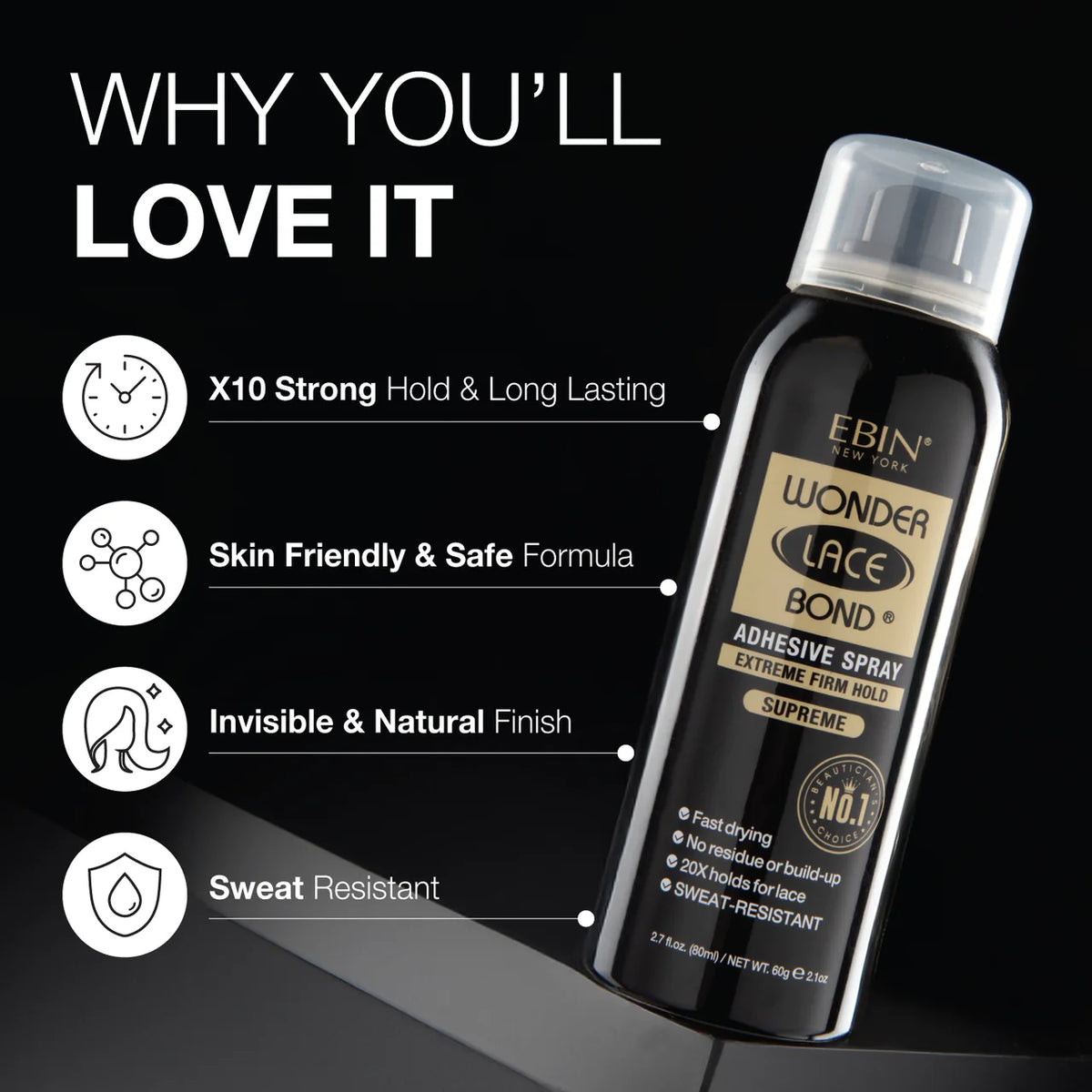 EBIN New York Wonder Lace Bond Wig Adhesive Spray Supreme