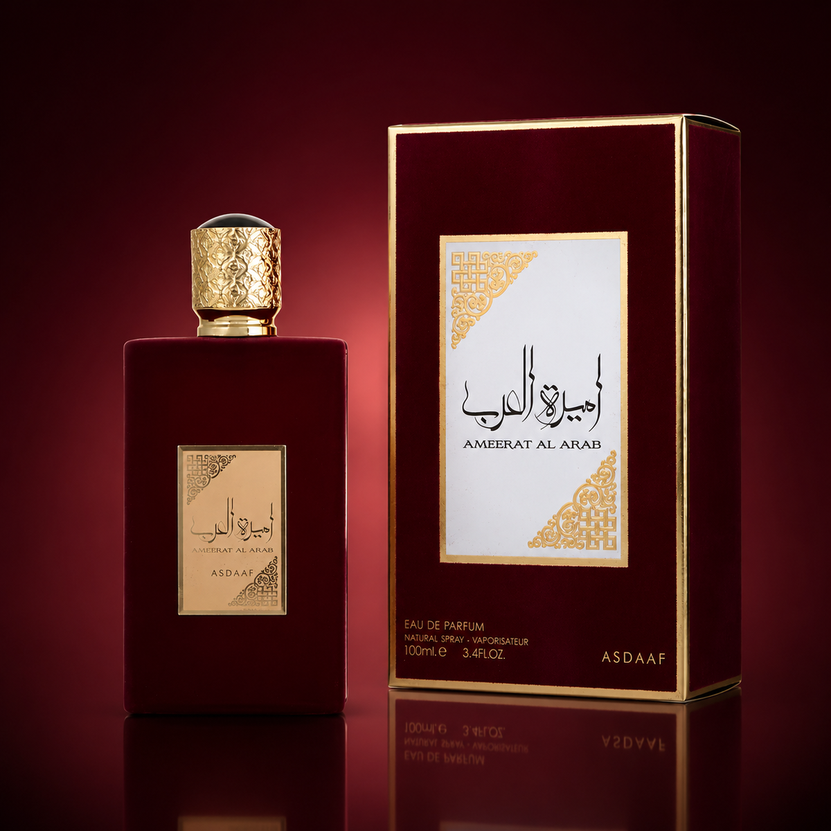 Lattafa Ameerat Al Arab Eau De Parfum Spray - Velvet Red & Gold Bottle - 100ml / 3.4 oz