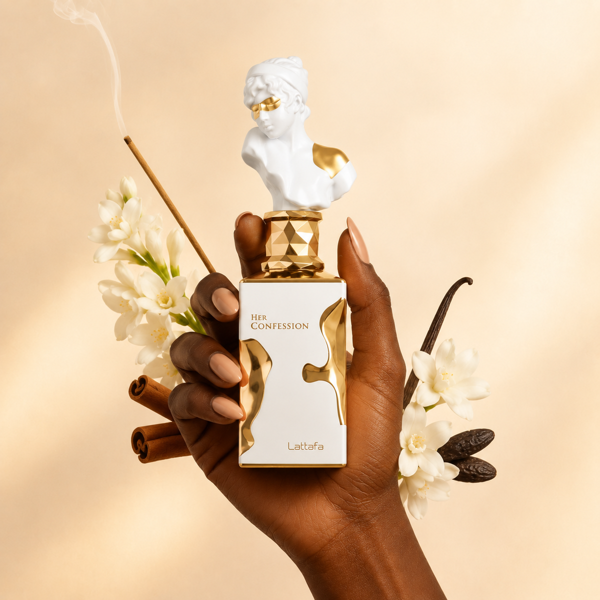 Lattafa Her Confession Eau De Perfume Spray - Pearl White & Gold Bottle - 100ml / 3.4 oz