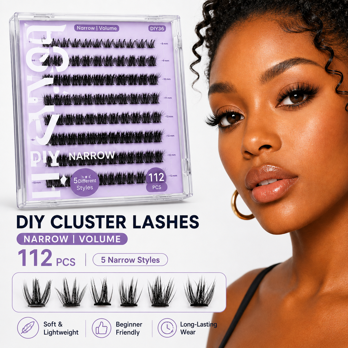Volume DIY Cluster Lashes – Manga Lash Extensions, 56-112pcs, Wide & Narrow Band