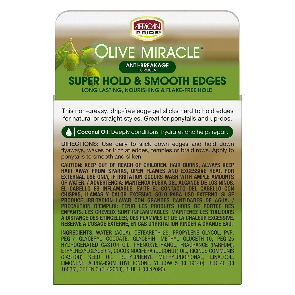 African Pride Olive Miracle Silky Smooth Edges Anti-Frizz, 2.25 oz (66 ml)