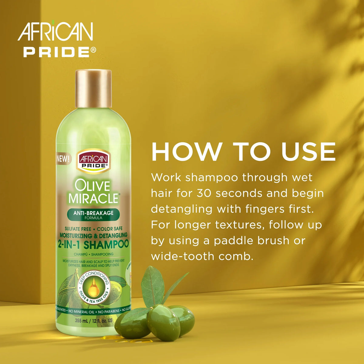 African Pride Olive Miracle Shampoo & Conditioner 2-in-1, 12 fl oz (355 ml)