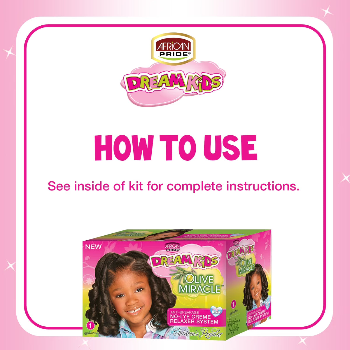 African Pride Dream Kids Olive Miracle No-Lye Relaxer Kit — Regular