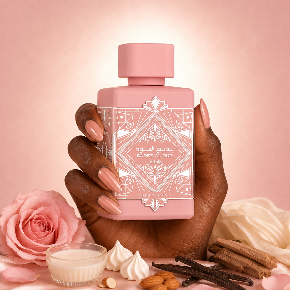 Lattafa Badee Al Oud Noble Blush Eau De Parfum Spray for Women - Pink Bottle - 100ml / 3.4 oz