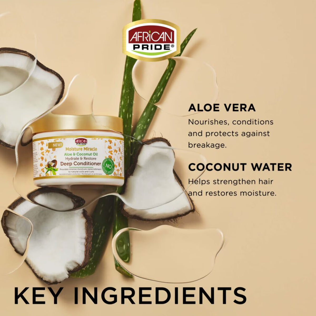 African Pride Moisture Miracle Aloe & Coconut Oil Hydrate & Restore Deep Conditioner, 12 oz (340 g))